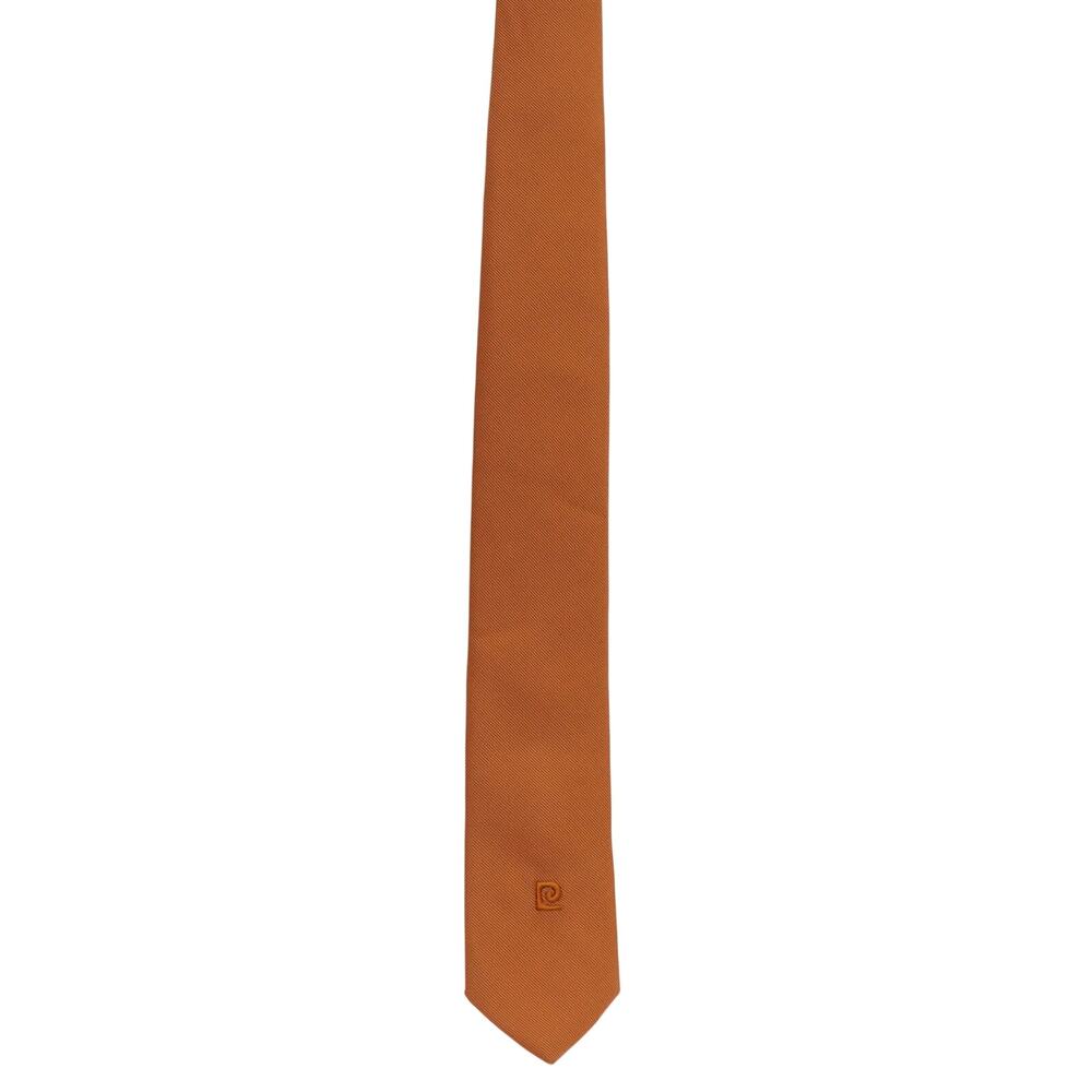 Vintage Pierre Cardin Amber Brown Skinny Tie 80s Woven Polyester Designer